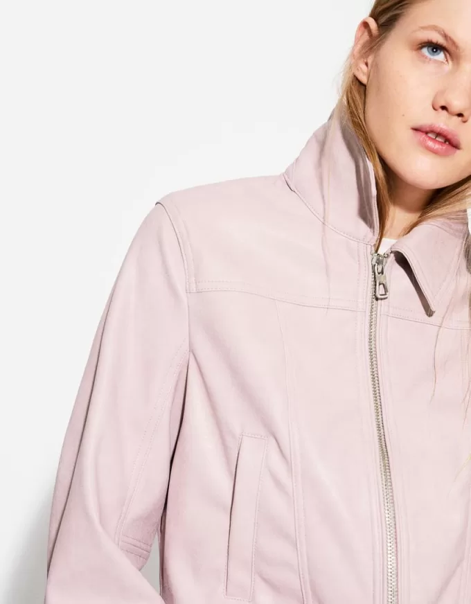 Ribbed leather effect jacket