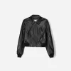 Ribbed leather effect jacket