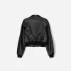 Ribbed leather effect jacket