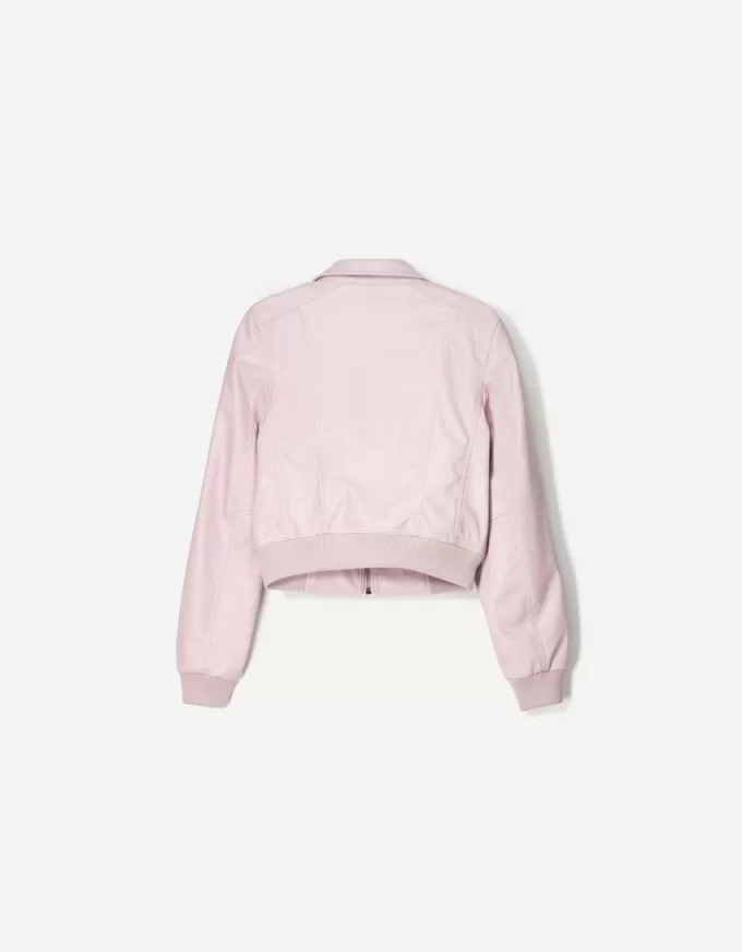 Ribbed leather effect jacket