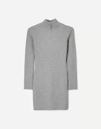 Ribbed mini dress with zipper