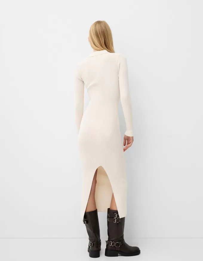 Ribbed polo collar midi dress Ribbed polo collar midi dress