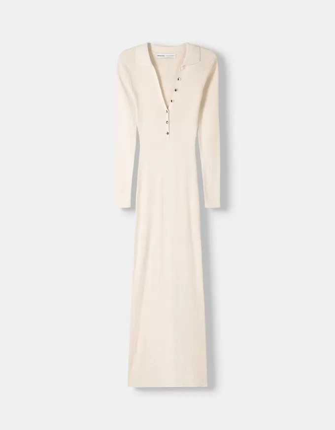 Ribbed polo collar midi dress Ribbed polo collar midi dress