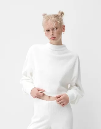 Ribbed soft touch high neck sweater