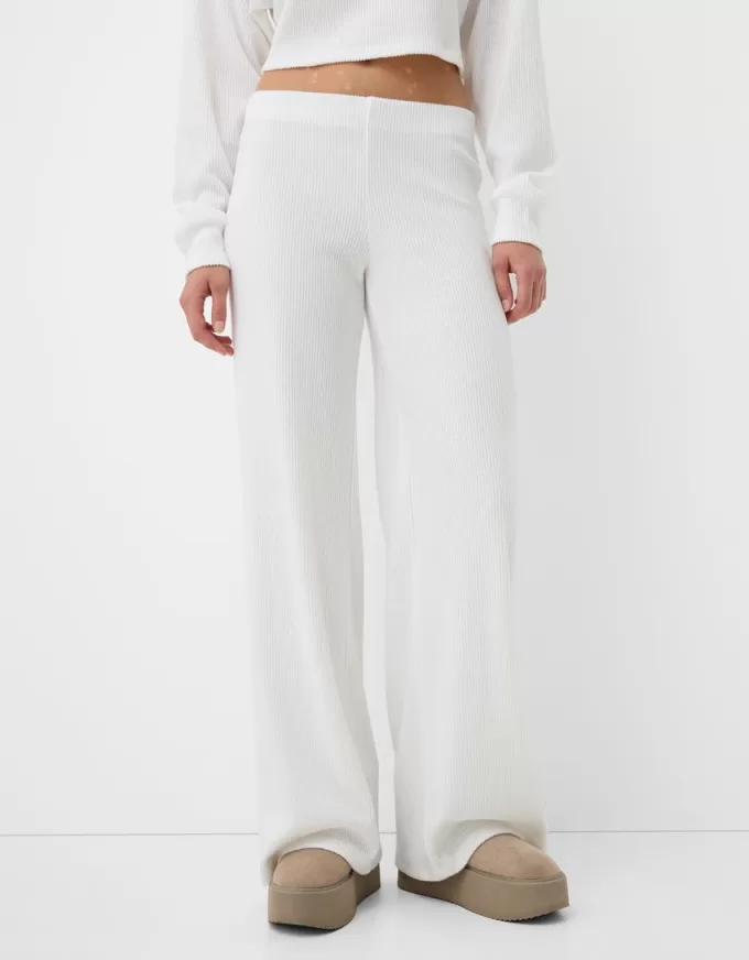 Ribbed soft touch wide-leg pants Ribbed soft touch wide-leg pants