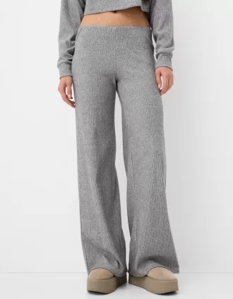 Ribbed soft touch wide-leg pants