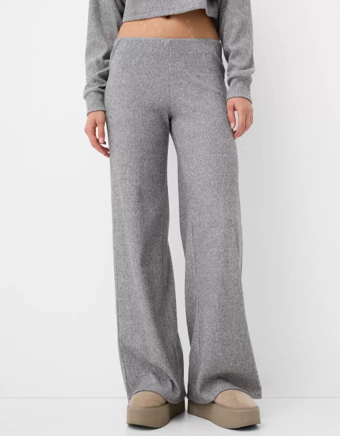 Ribbed soft touch wide-leg pants Ribbed soft touch wide-leg pants