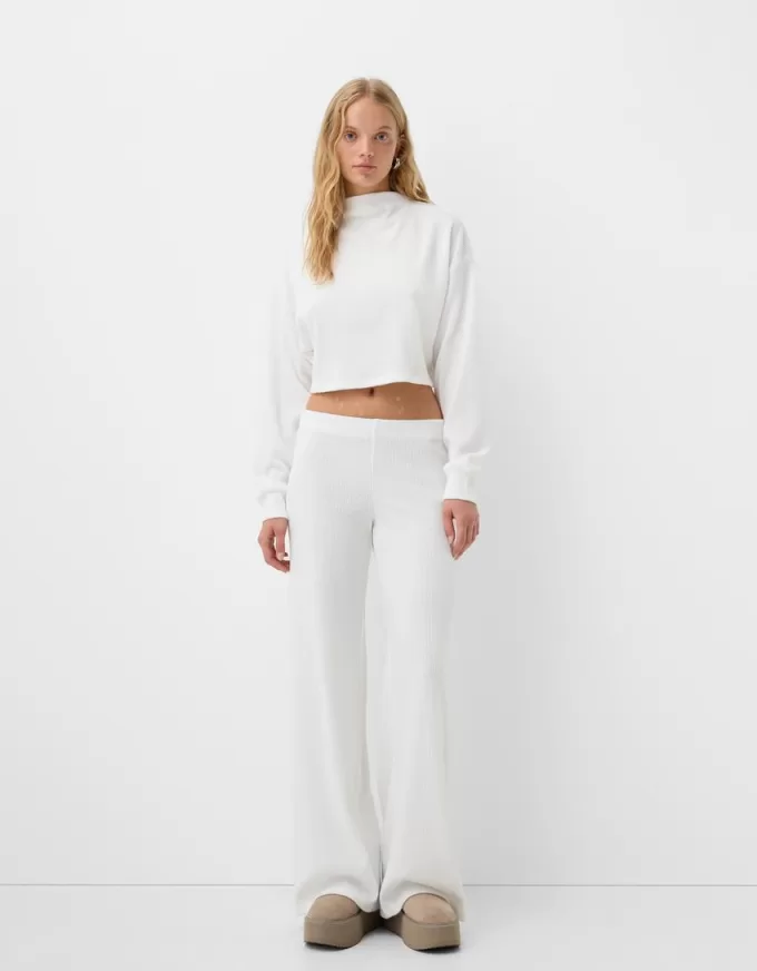 Ribbed soft touch wide-leg pants Ribbed soft touch wide-leg pants