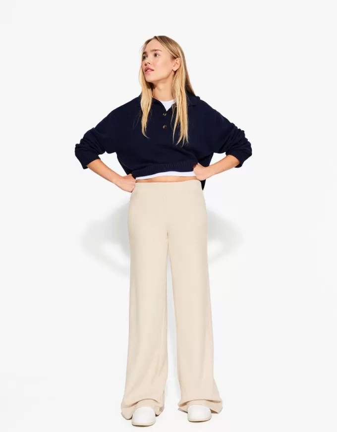 Ribbed soft touch wide-leg pants Ribbed soft touch wide-leg pants