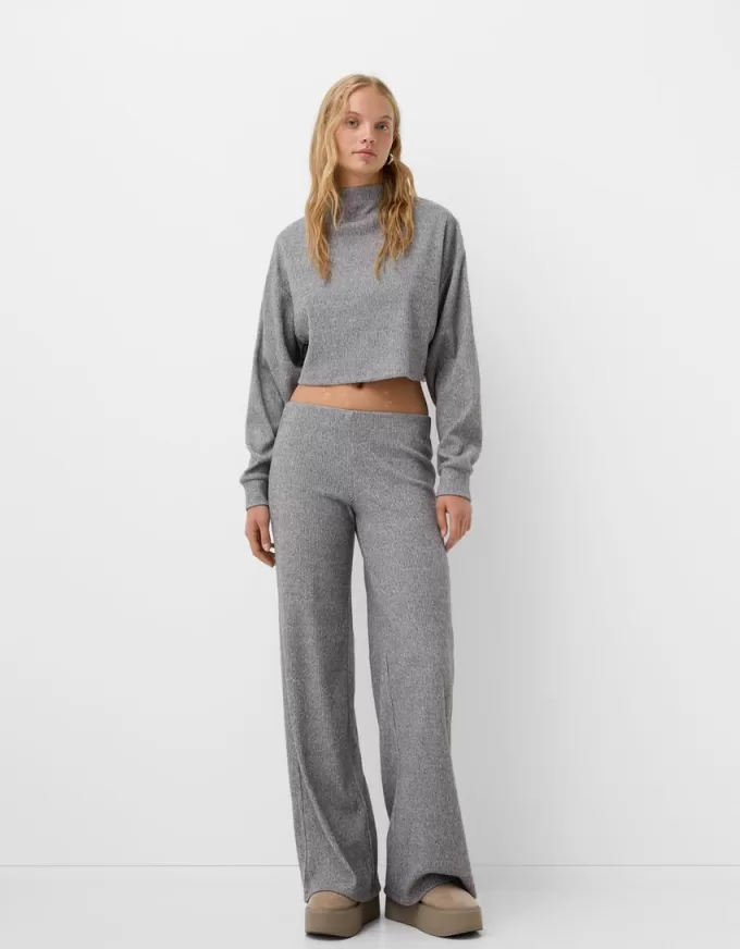 Ribbed soft touch wide-leg pants Ribbed soft touch wide-leg pants