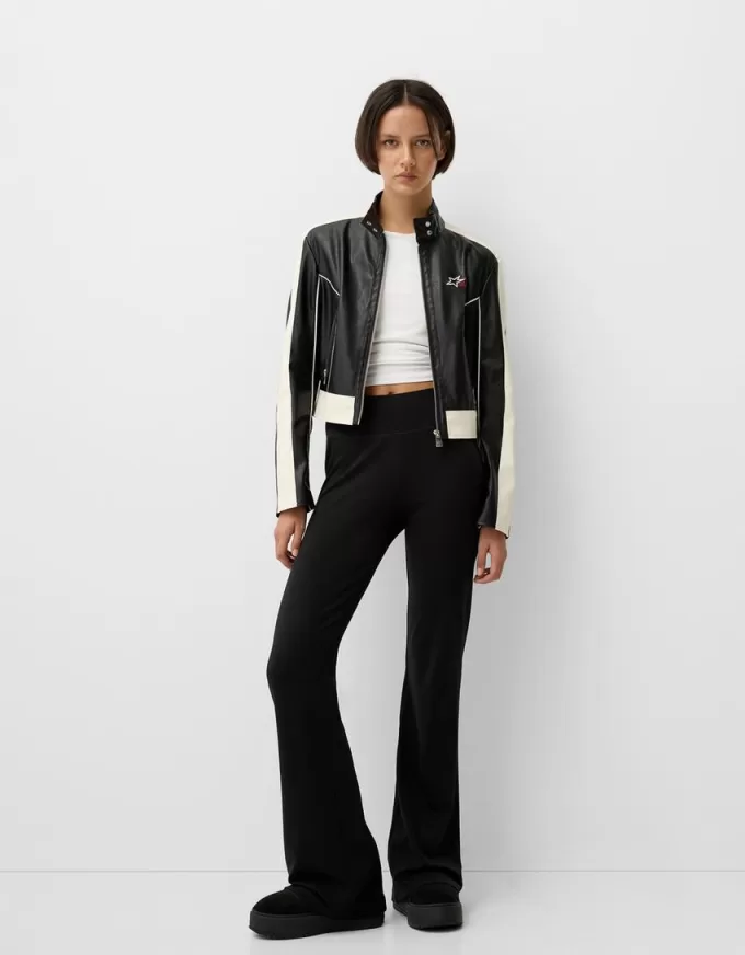 Ribbed waist flared pants Ribbed waist flared pants