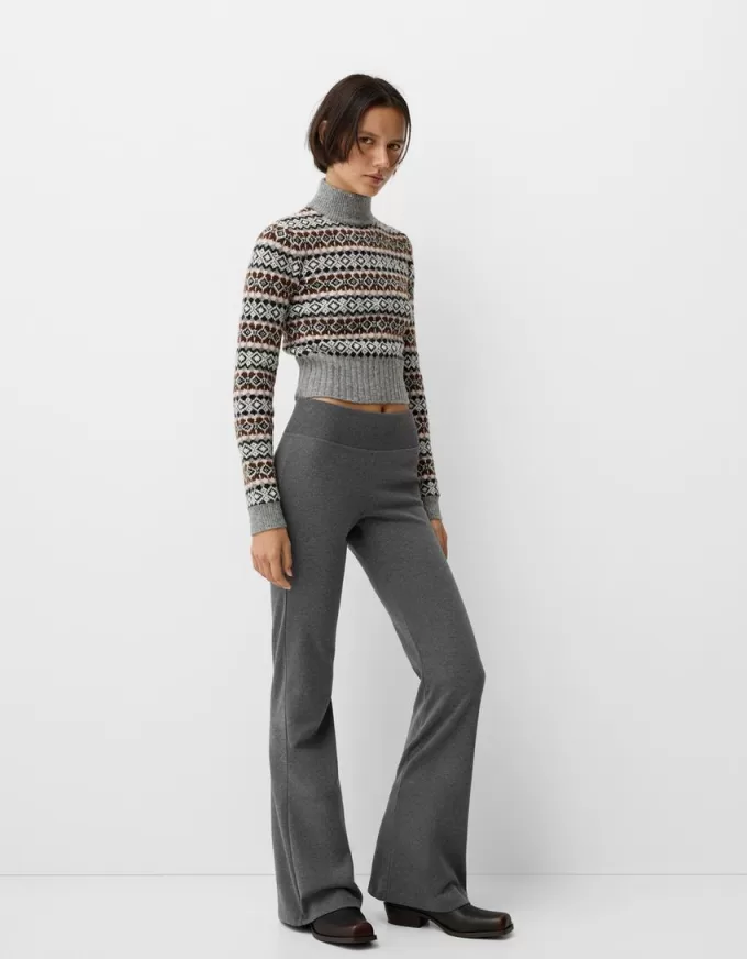 Ribbed waist flared pants Ribbed waist flared pants