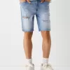 Ripped denim Bermuda shorts Ripped denim Bermuda shorts