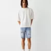 Ripped denim Bermuda shorts Ripped denim Bermuda shorts