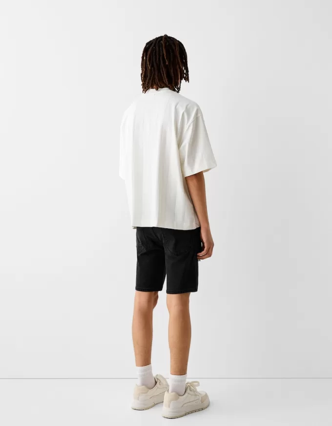 Ripped denim Bermuda shorts Ripped denim Bermuda shorts