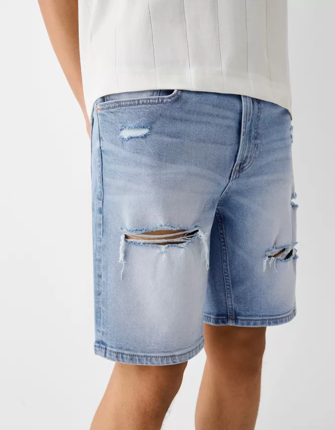 Ripped denim Bermuda shorts Ripped denim Bermuda shorts