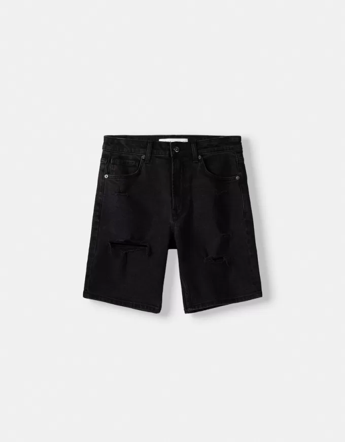 Ripped denim Bermuda shorts Ripped denim Bermuda shorts