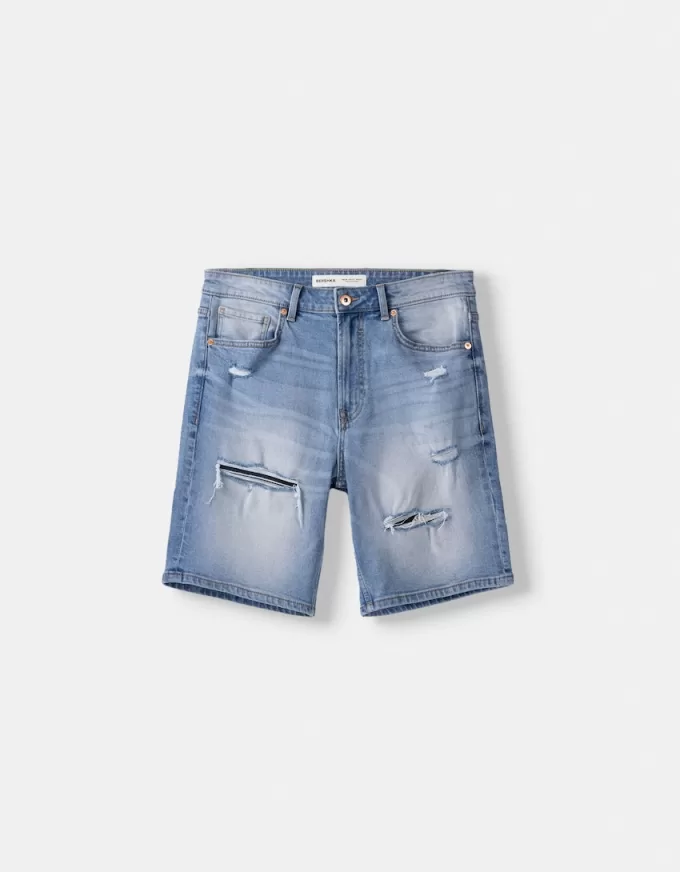 Ripped denim Bermuda shorts Ripped denim Bermuda shorts