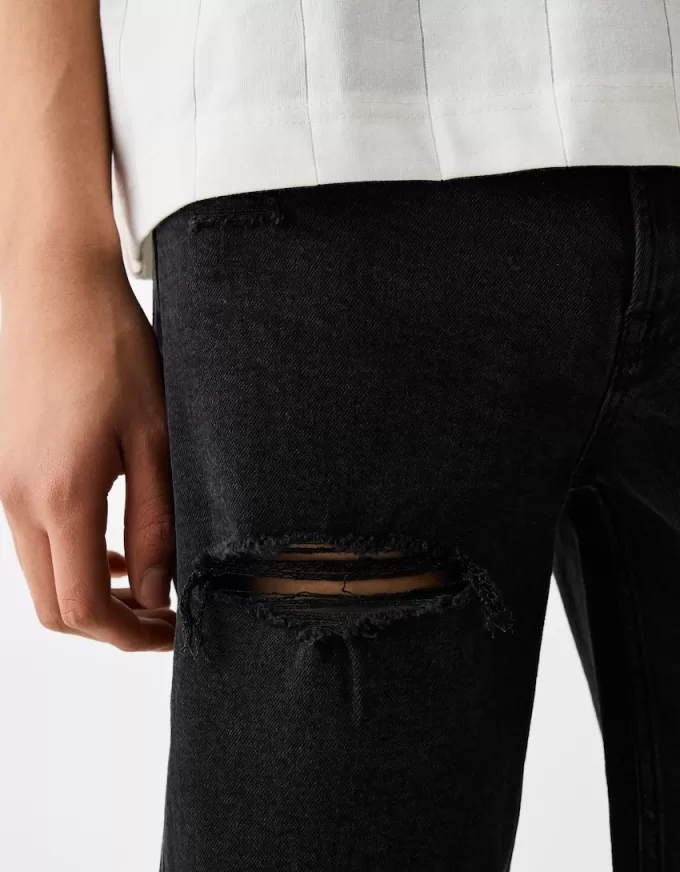 Ripped denim Bermuda shorts Ripped denim Bermuda shorts