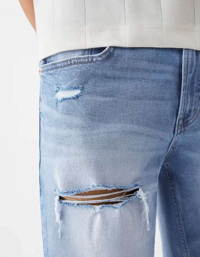 Ripped denim Bermuda shorts Ripped denim Bermuda shorts