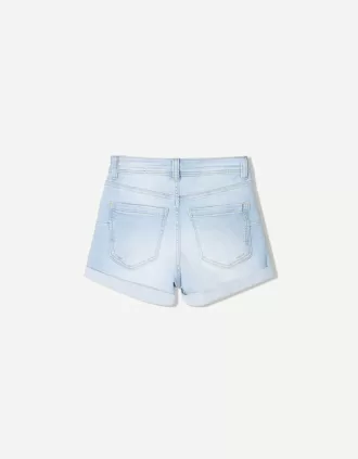 Roll-up denim shorts
