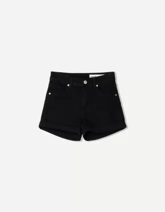 Roll-up denim shorts