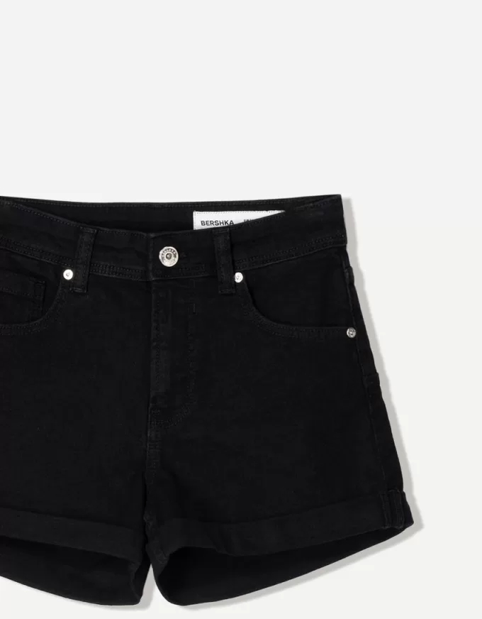 Roll-up denim shorts