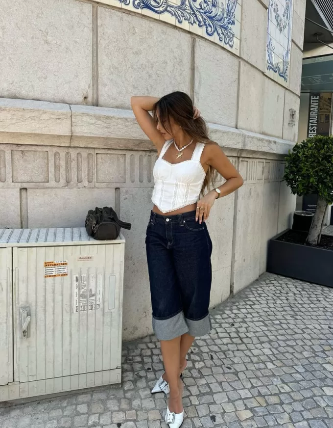 Ruffled top with Swiss embroidery Ruffled top with Swiss embroidery