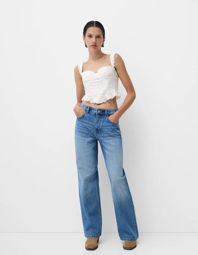 Ruffled top with Swiss embroidery Ruffled top with Swiss embroidery