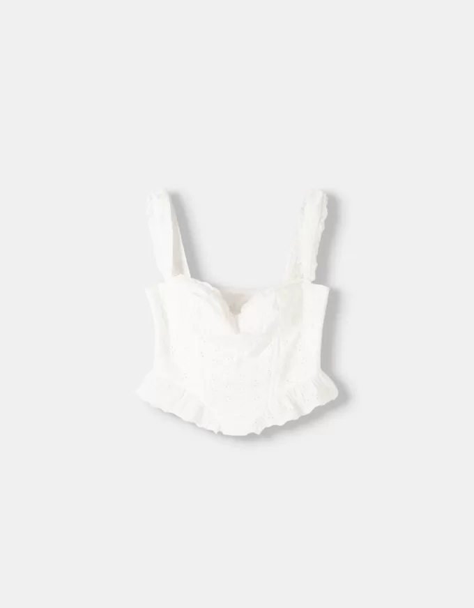 Ruffled top with Swiss embroidery Ruffled top with Swiss embroidery