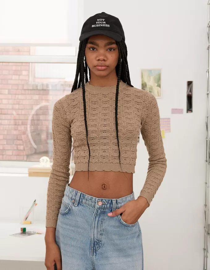 Rustic cropped open knit sweater Rustic cropped open knit sweater