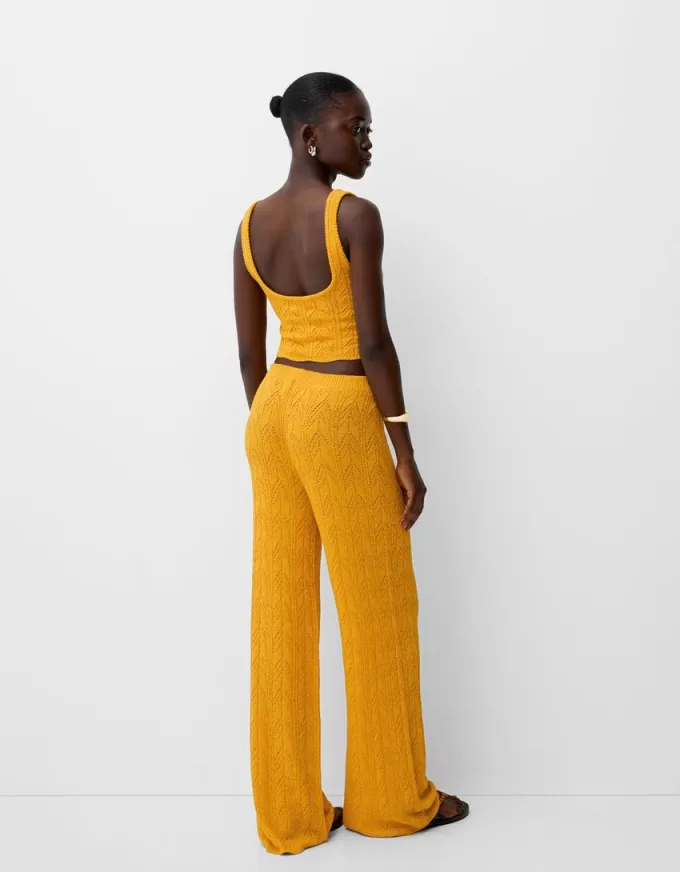 Rustic open knit flared pants Rustic open knit flared pants