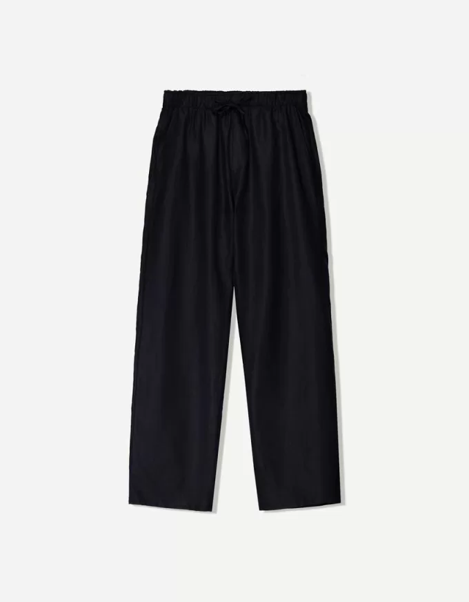 Rustic wide-leg linen blend pants Rustic wide-leg linen blend pants