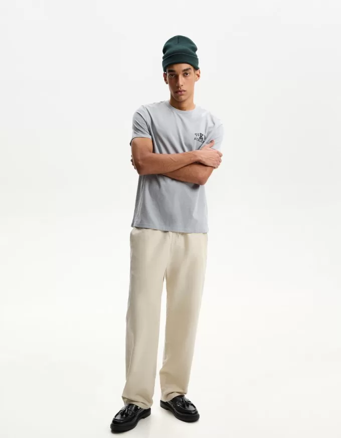 Rustic wide-leg linen blend pants Rustic wide-leg linen blend pants