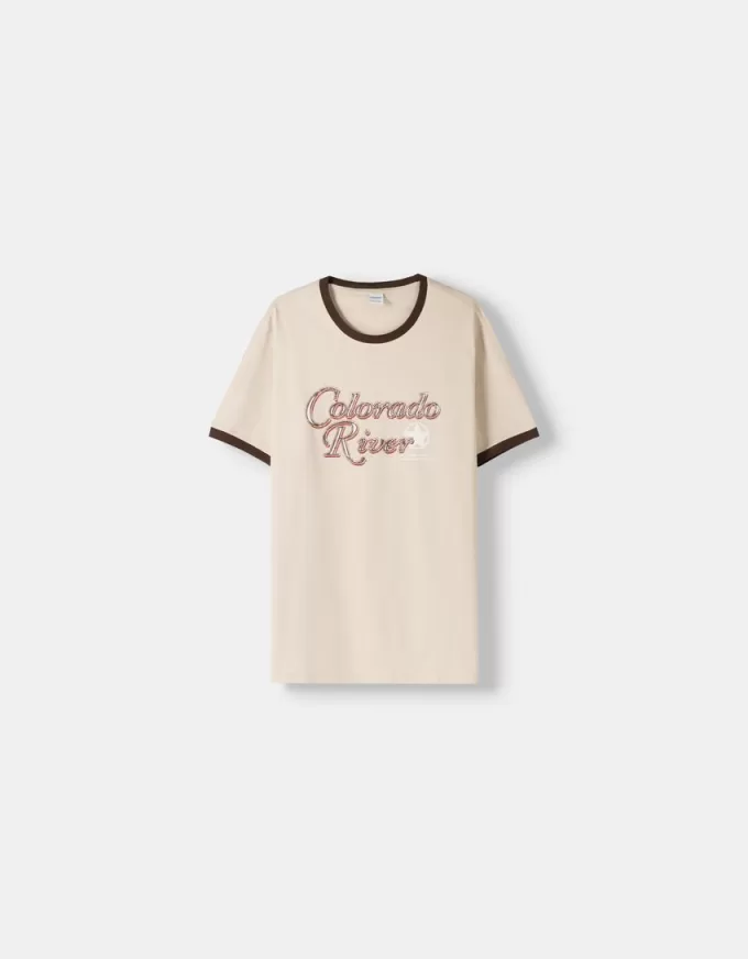 Short sleeve T-shirt with contrasting ribbed trims Short sleeve T-shirt with contrasting ribbed trims