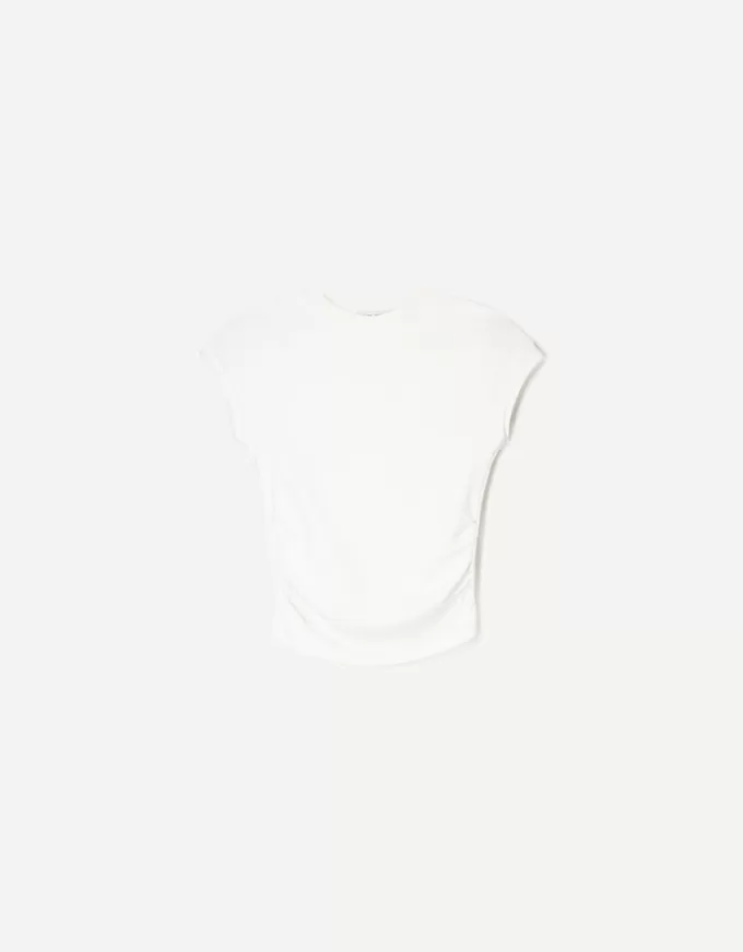 Short sleeve T-shirt with side gathering Short sleeve T-shirt with side gathering
