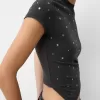 Short sleeve asymmetric T-shirt with studs Short sleeve asymmetric T-shirt with studs