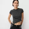 Short sleeve asymmetric T-shirt with studs Short sleeve asymmetric T-shirt with studs