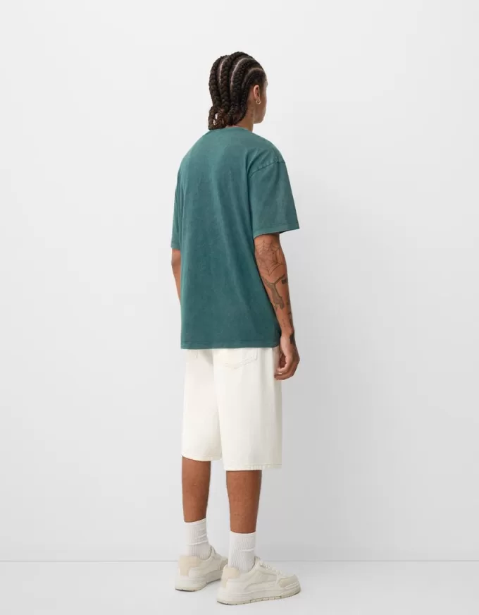 Short sleeve faded-effect T-shirt with a print Short sleeve faded-effect T-shirt with a print