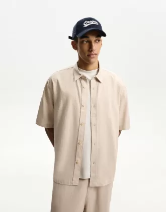 Short sleeve linen blend shirt