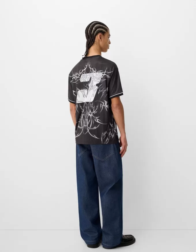 Short sleeve mesh printed T-shirt Short sleeve mesh printed T-shirt