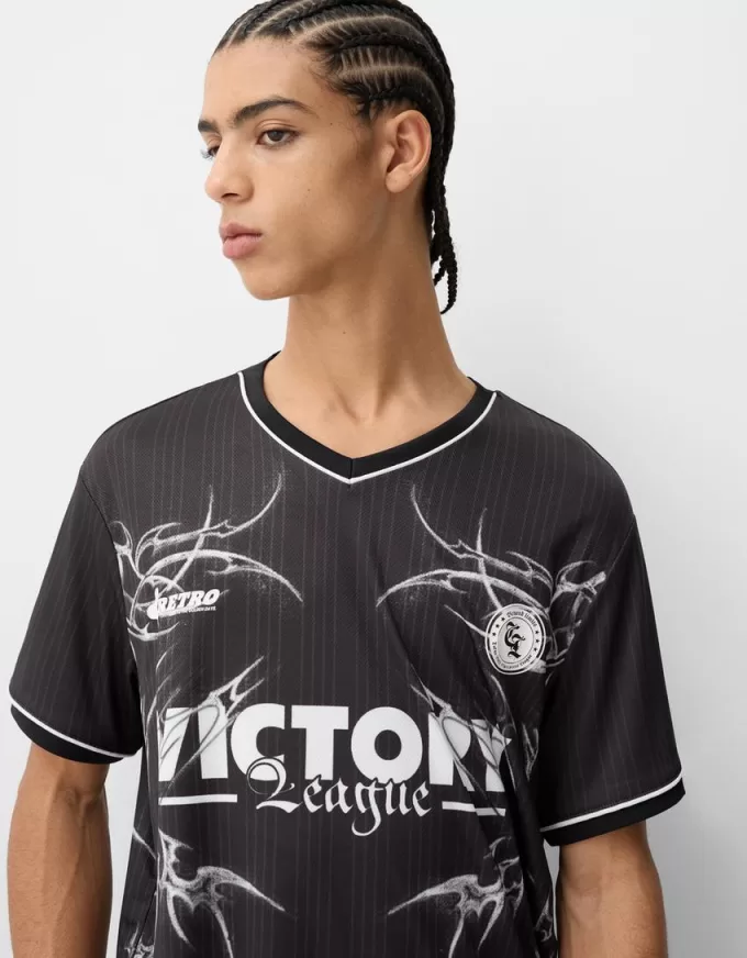 Short sleeve mesh printed T-shirt Short sleeve mesh printed T-shirt