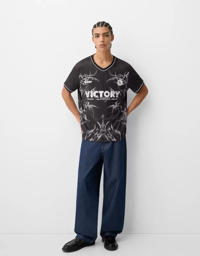 Short sleeve mesh printed T-shirt Short sleeve mesh printed T-shirt