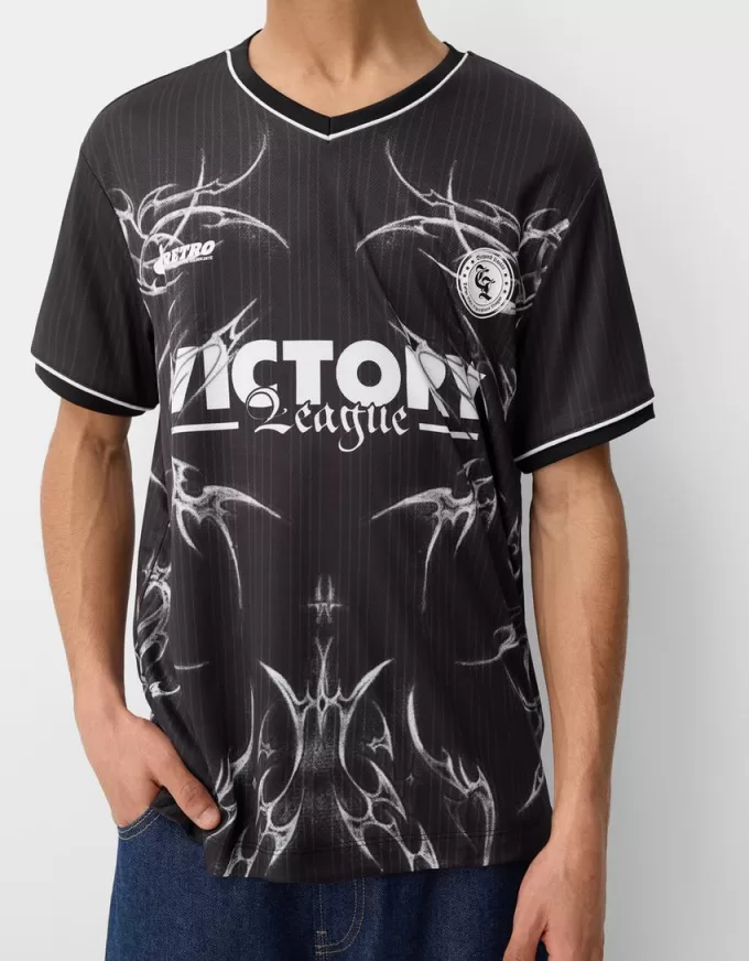 Short sleeve mesh printed T-shirt Short sleeve mesh printed T-shirt