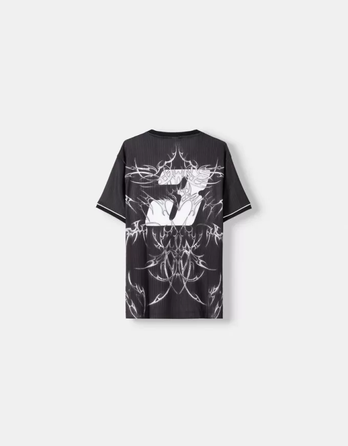 Short sleeve mesh printed T-shirt Short sleeve mesh printed T-shirt