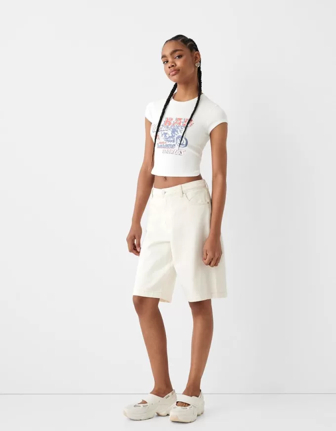 Short sleeve print T-shirt with back straps Short sleeve print T-shirt with back straps