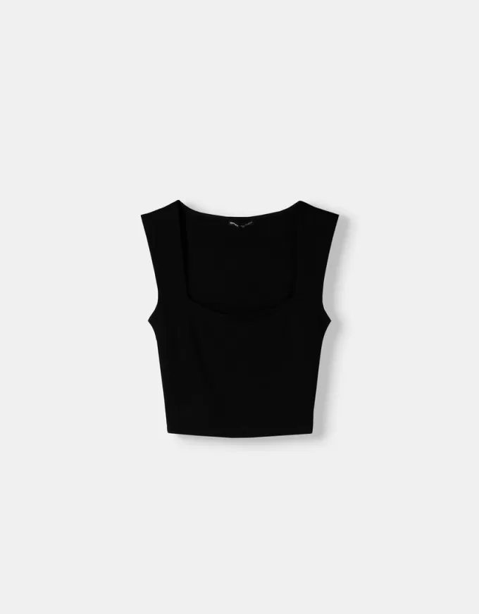 Sleeveless T-shirt with square neckline Sleeveless T-shirt with square neckline