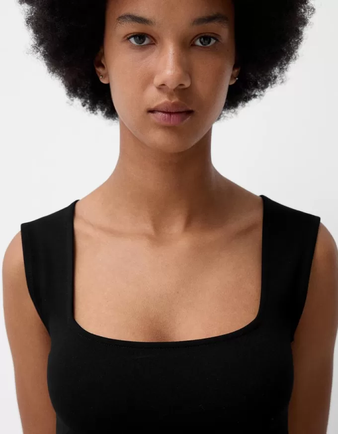 Sleeveless T-shirt with square neckline Sleeveless T-shirt with square neckline