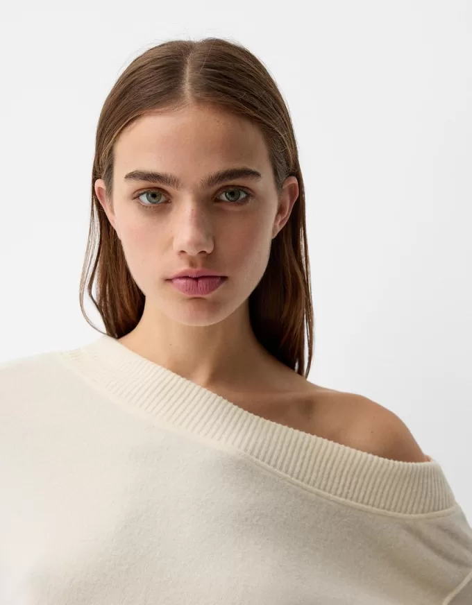 Soft touch asymmetric neck sweater Soft touch asymmetric neck sweater