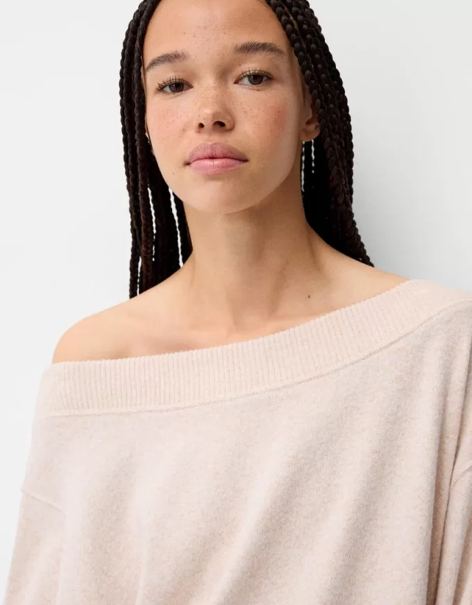 Soft touch asymmetric neck sweater Soft touch asymmetric neck sweater